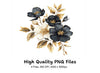 Elegant Black and Gold Floral Clipart Bundle