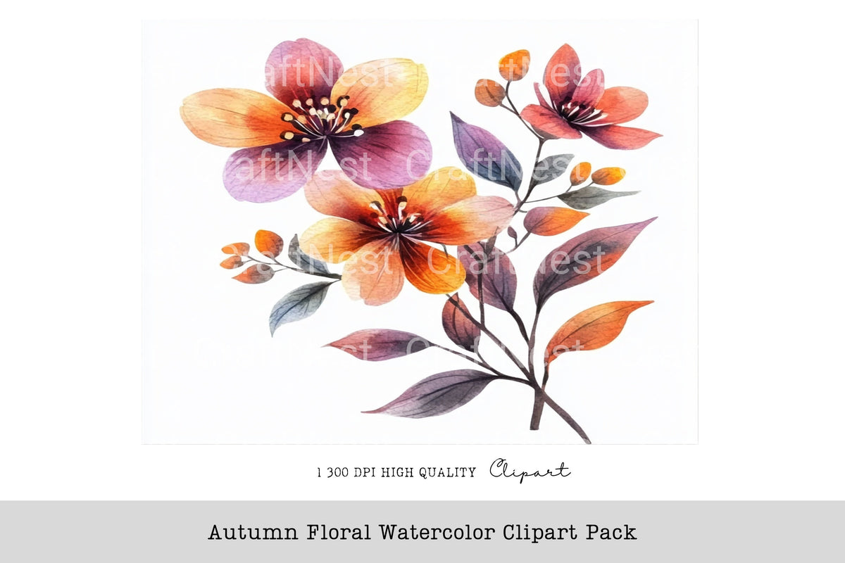 Autumn Floral Clipart Bundle