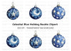 Blue Christmas Ornaments Clipart Bundle
