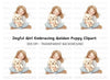 Happy Girl Cuddling Puppy Clipart Bundle