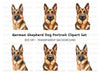 German Shepherd Dog Head Portraits Clipart Bundle