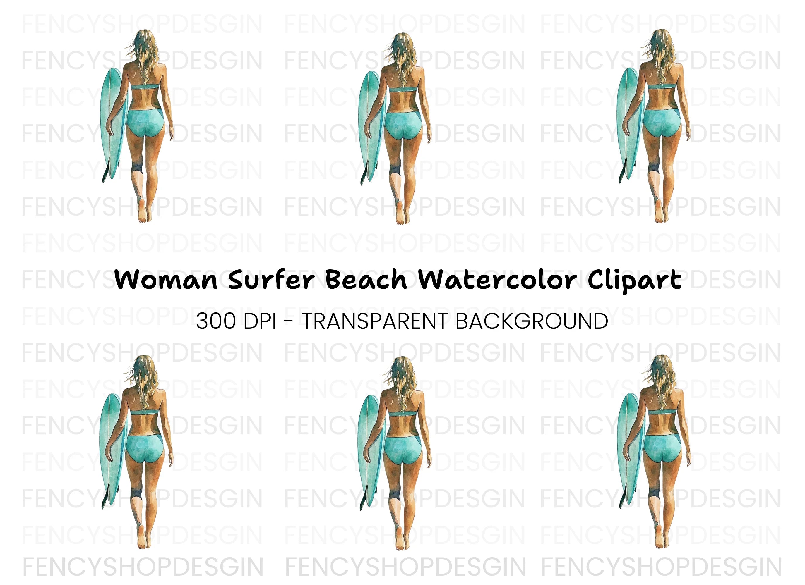 Surfer Girl Beach Vibes Clipart Bundle