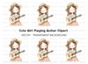 Cute Girl Playing Guitar Clipart Bundle