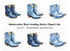Denim Blue Cowboy Boots Clipart Bundle