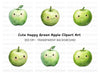 Cute Green Apple Clipart Bundle