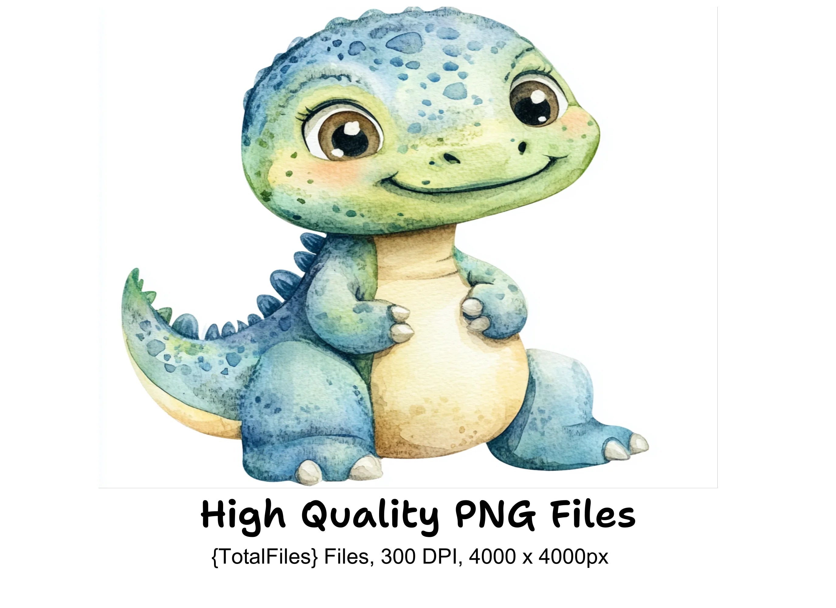 Adorable Blue Baby Dinosaur Clipart Bundle