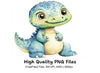 Adorable Blue Baby Dinosaur Clipart Bundle