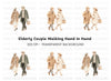Stylish Senior Couples Walking Clipart Bundle