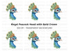 Regal Peacock Head with Golden Crown Clipart Bundle