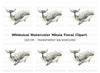 Whale with Flowers Clipart Bundle