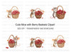 Cute Mice with Berry Baskets Clipart Bundle