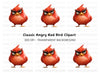 Furious Red Bird Cartoon Clipart Bundle