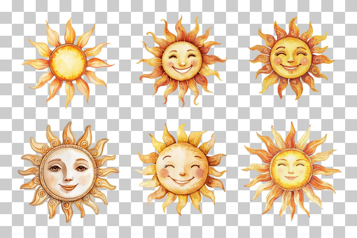 Folk Art Decorative Sun Clipart Bundle - CraftNest - Digital Crafting and Art