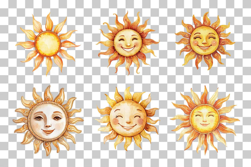 Folk Art Decorative Sun Clipart Bundle - CraftNest - Digital Crafting and Art