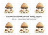Cute Mushroom Family Clipart Bundle