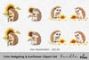 Cute Hedgehog Sunflower Clipart Bundle