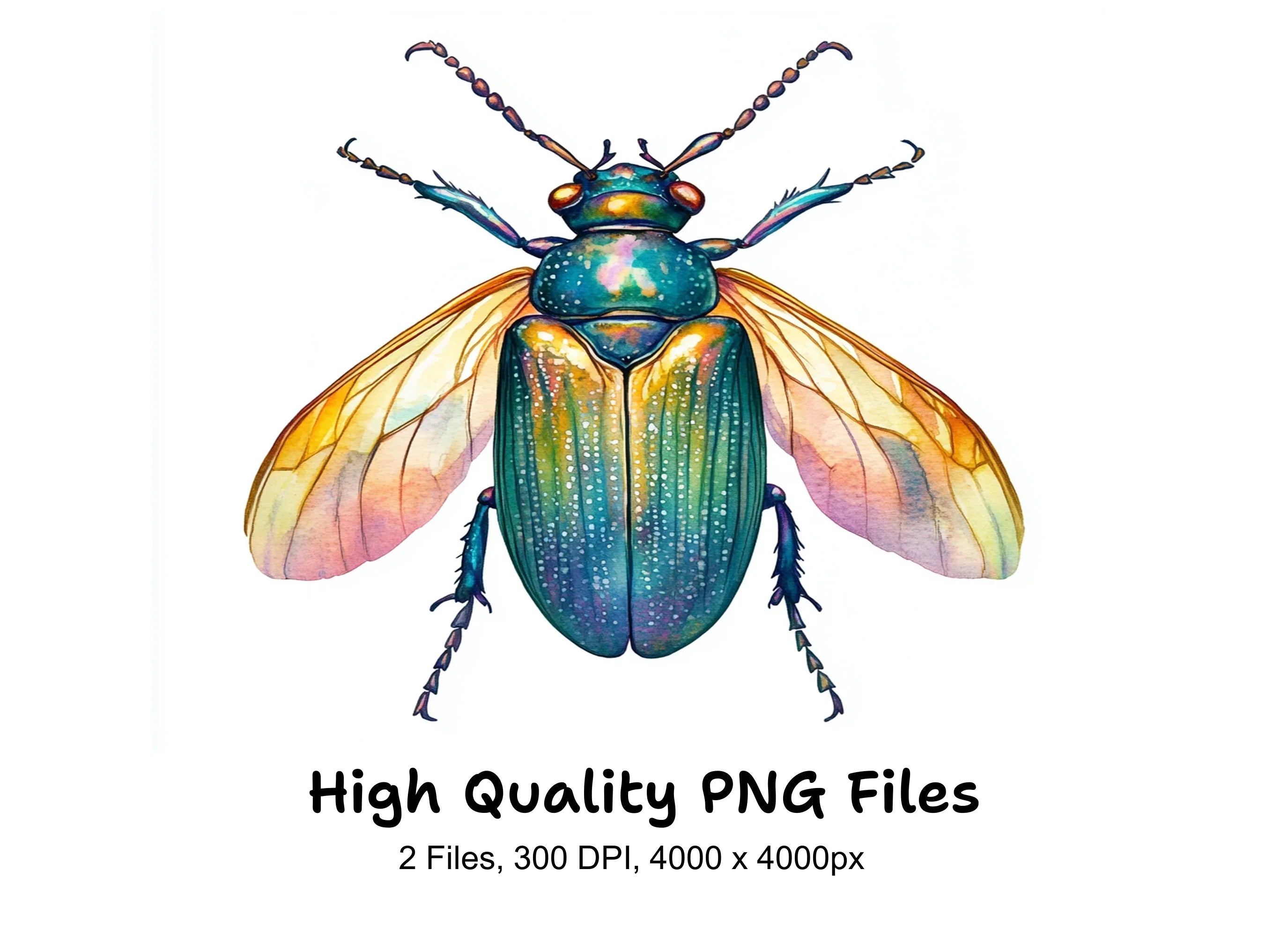 Colorful Flying Beetle Clipart Bundle