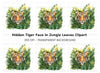 Hidden Tiger Face in Jungle Clipart Bundle
