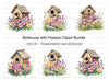 Birdhouse and Flowers Clipart Bundle