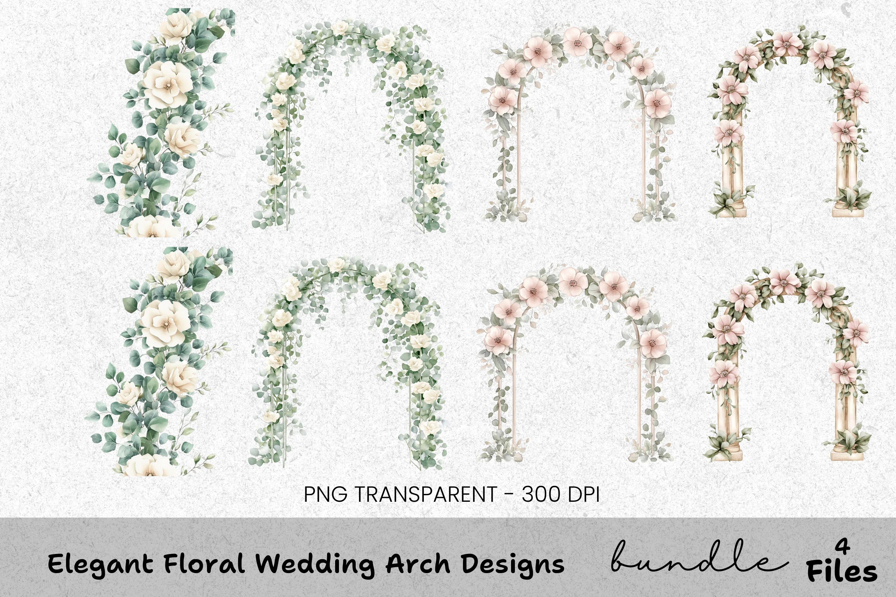 Elegant Floral Wedding Arch Designs Clipart Bundle