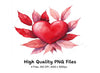 Red Heart with Leaves Clipart Bundle