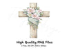 Floral Wooden Crosses Clipart Bundle