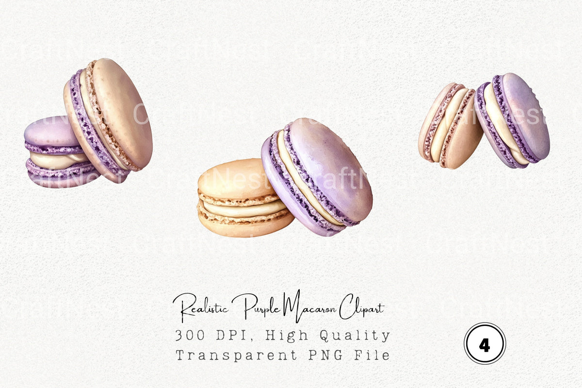 Realistic Purple Macaron Clipart Planner