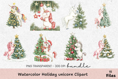 Holiday Unicorn Clipart Bundle - CraftNest - Digital Crafting and Art