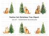 Christmas Kittens and Decorated Trees Clipart Bundle