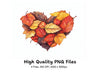 Autumn Leaves Heart Shape Clipart Bundle