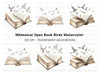 Vintage Books and Flying Birds Clipart Bundle