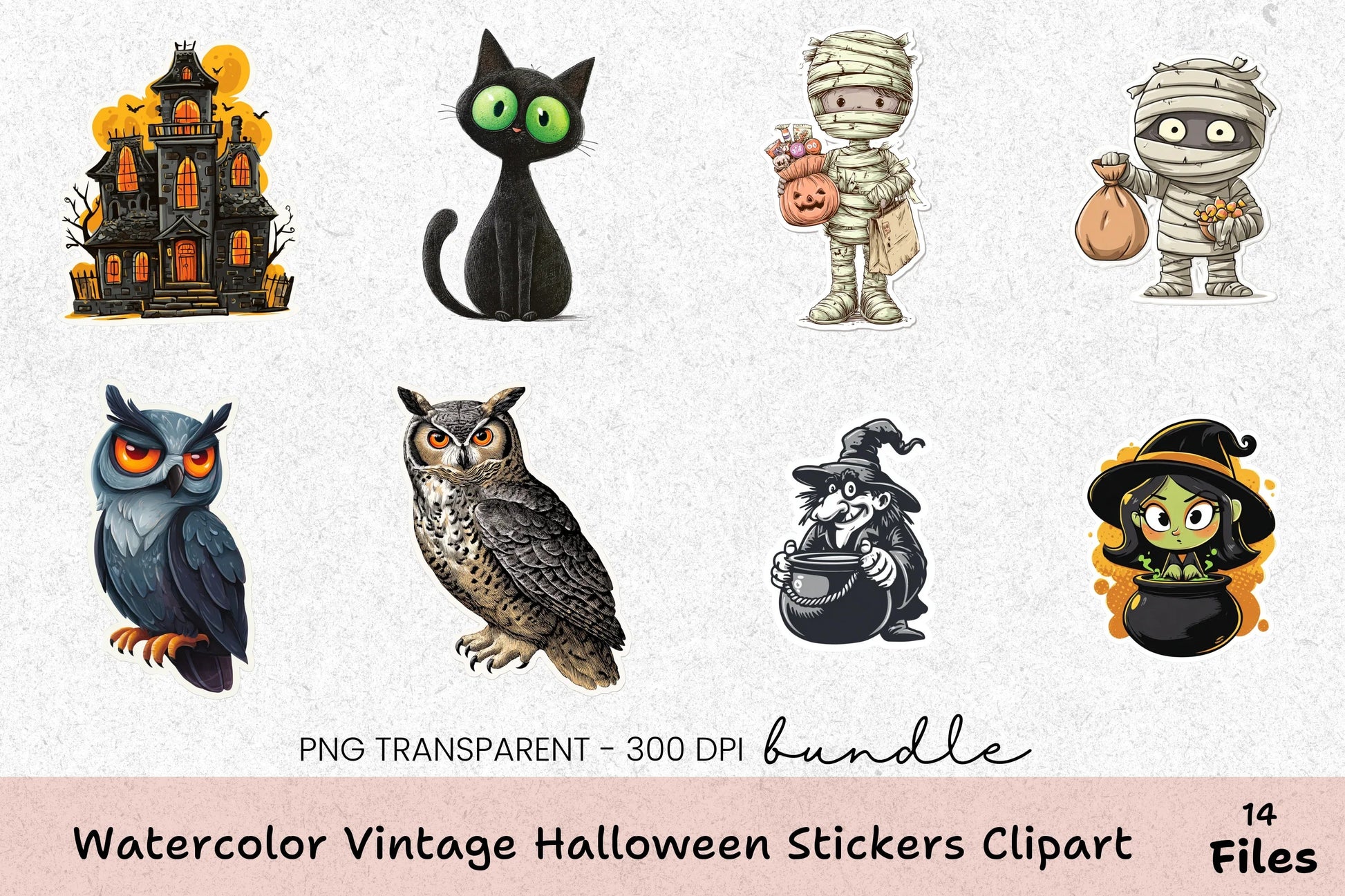 Vintage Halloween Stickers Clipart Bundle - CraftNest - Digital Crafting and Art
