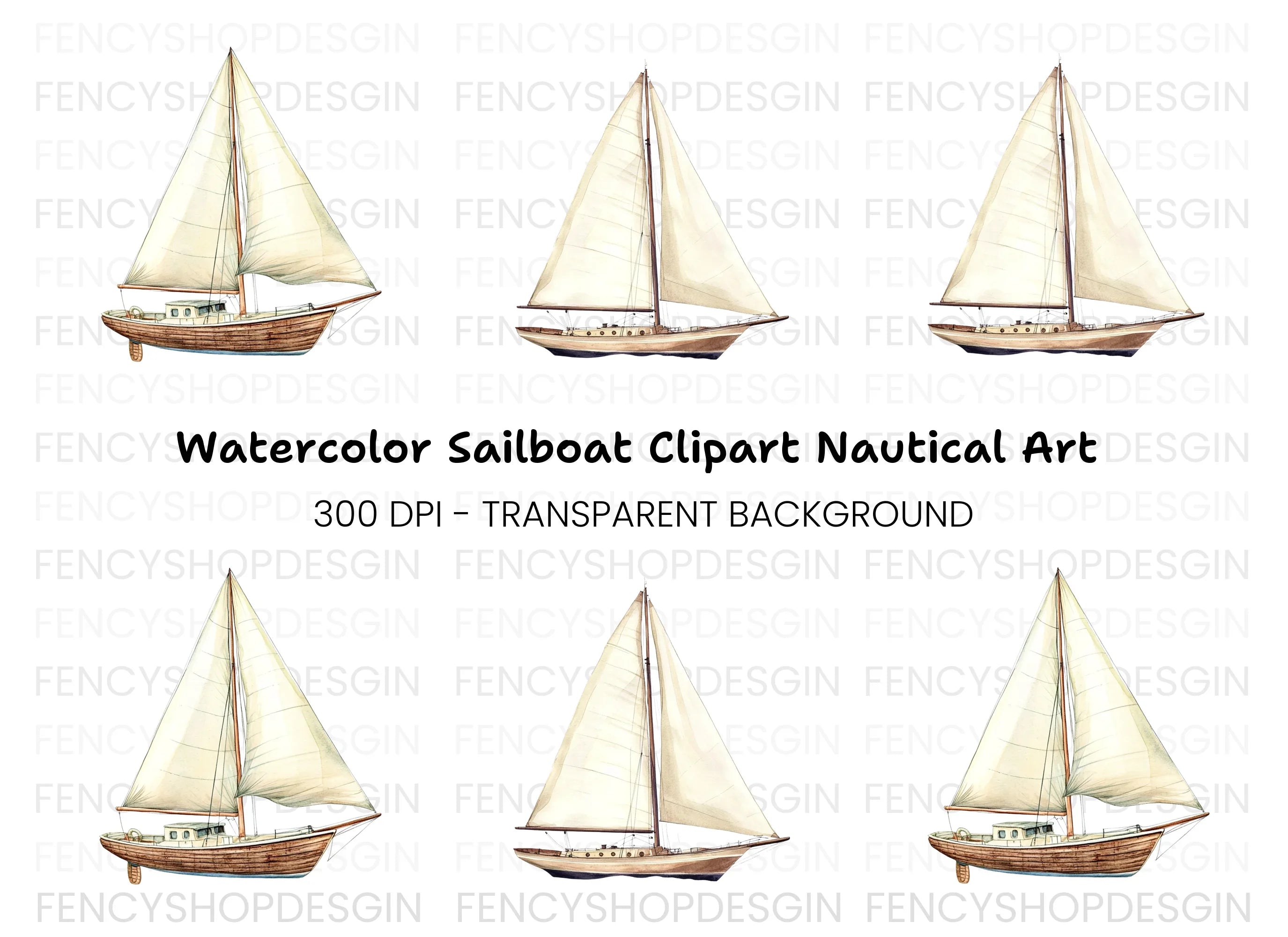Vintage Sailboat Clipart Bundle