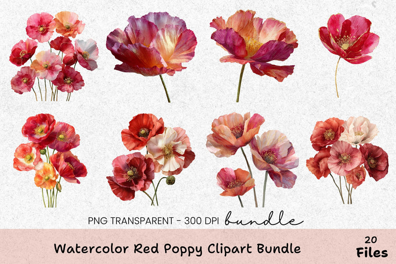Red Poppy Clipart Bundle - Etb 403 - CraftNest - Digital Crafting and Art