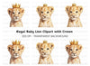 Adorable Lion Cub with Crown Clipart Bundle