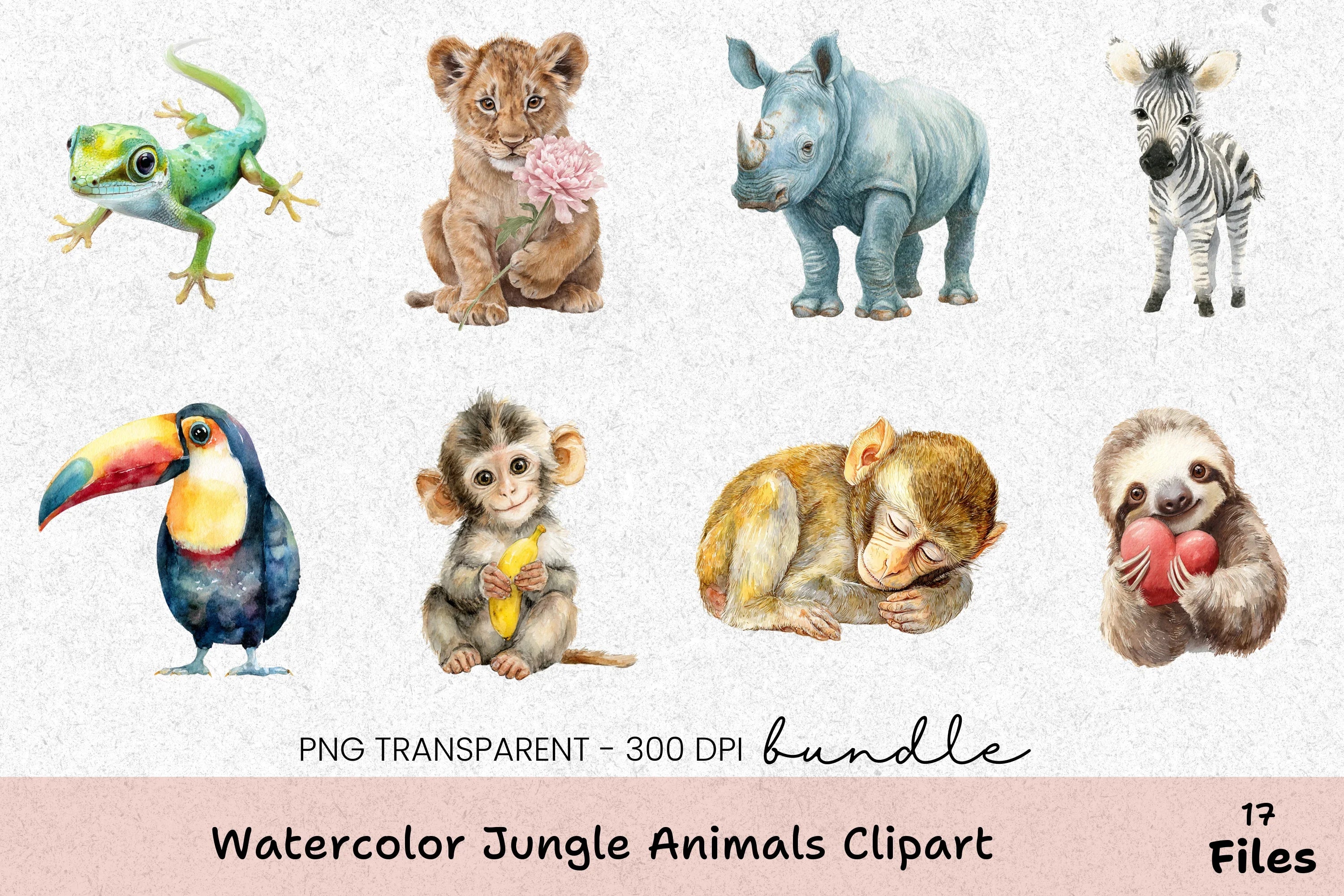 Jungle Animals Clipart Bundle - CraftNest - Digital Crafting and Art