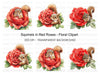Squirrels in Red Roses Clipart Bundle