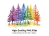 Rainbow Pine Tree Clipart Bundle