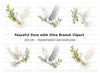Flying Doves with Olive Branches Clipart Bundle