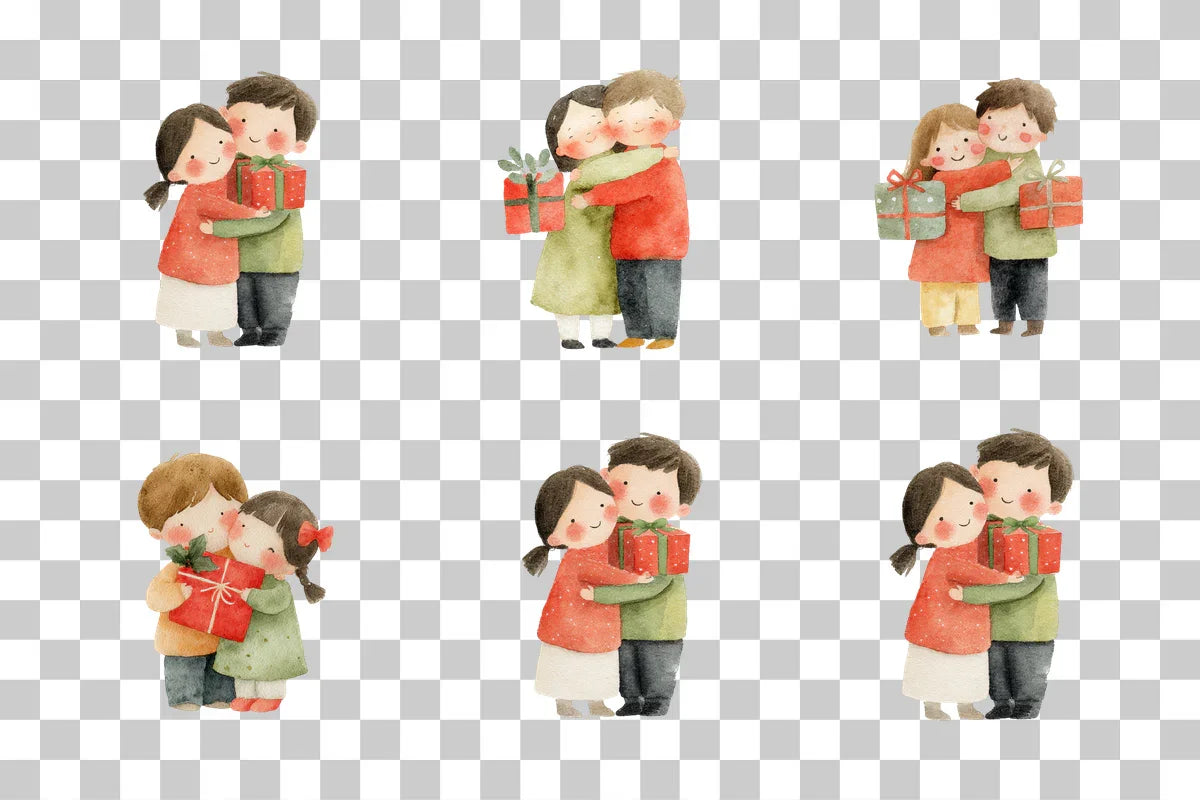 Christmas Kids Hugging Clipart Bundle - CraftNest - Digital Crafting and Art