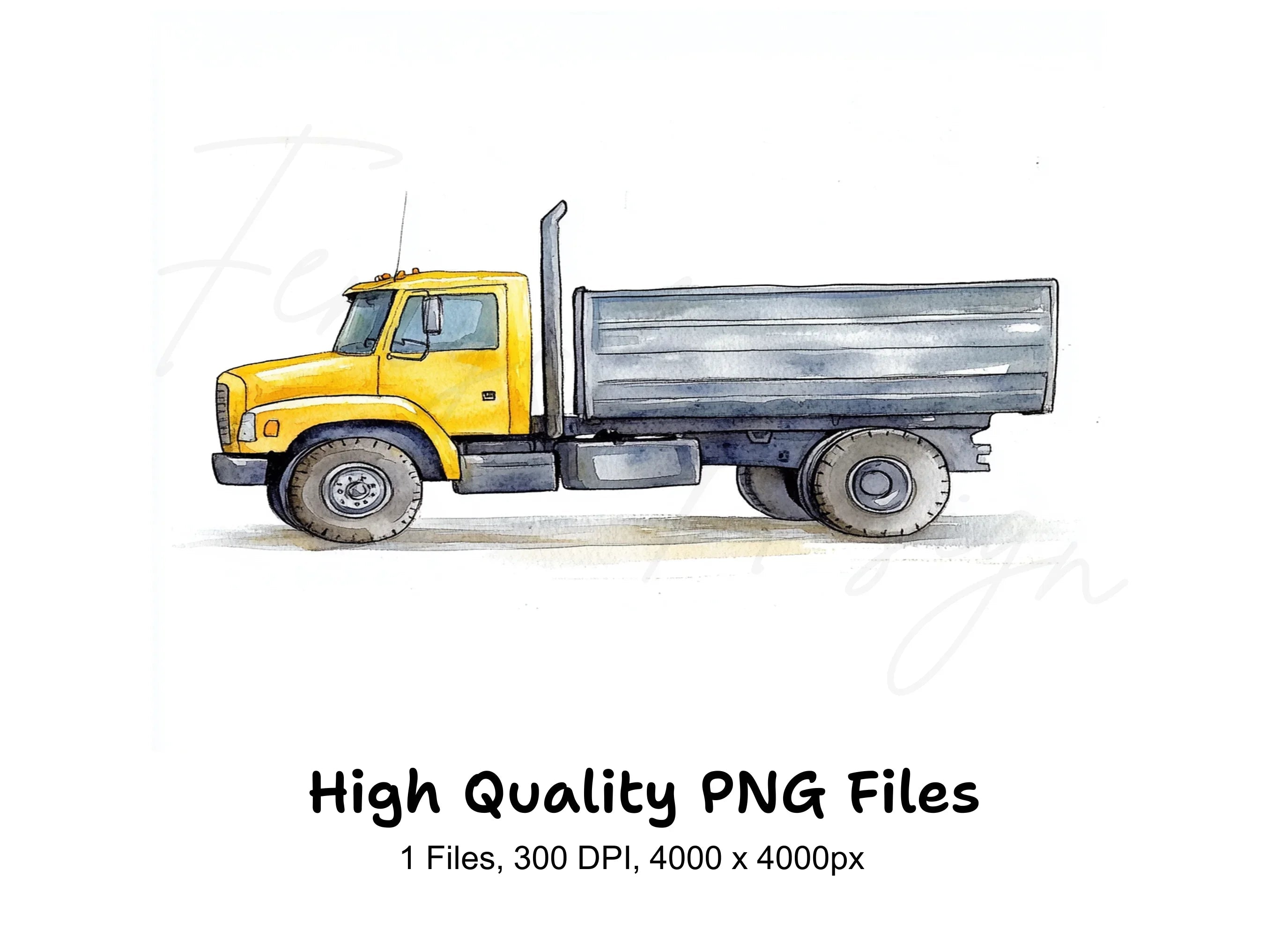 Yellow Dump Truck Clipart Bundle