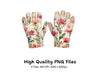 Floral Gardening Gloves Clipart Bundle