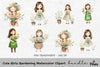 Cute Girls Gardening Clipart Bundle