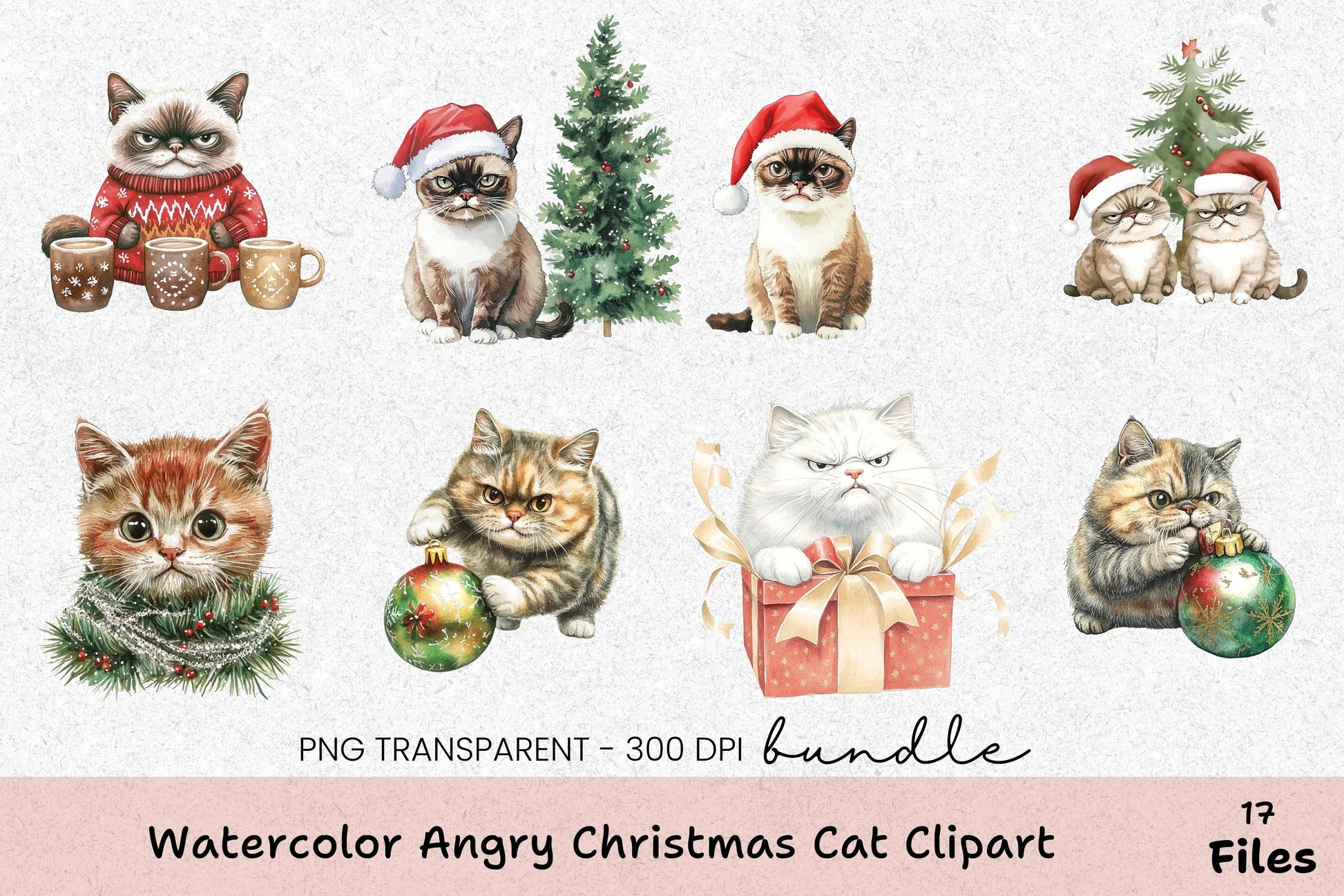 Angry Christmas Cat Clipart Bundle - CraftNest - Digital Crafting and Art