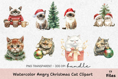 Angry Christmas Cat Clipart Bundle - CraftNest - Digital Crafting and Art