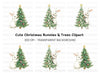 White Bunnies Decorating Christmas Tree Clipart Bundle