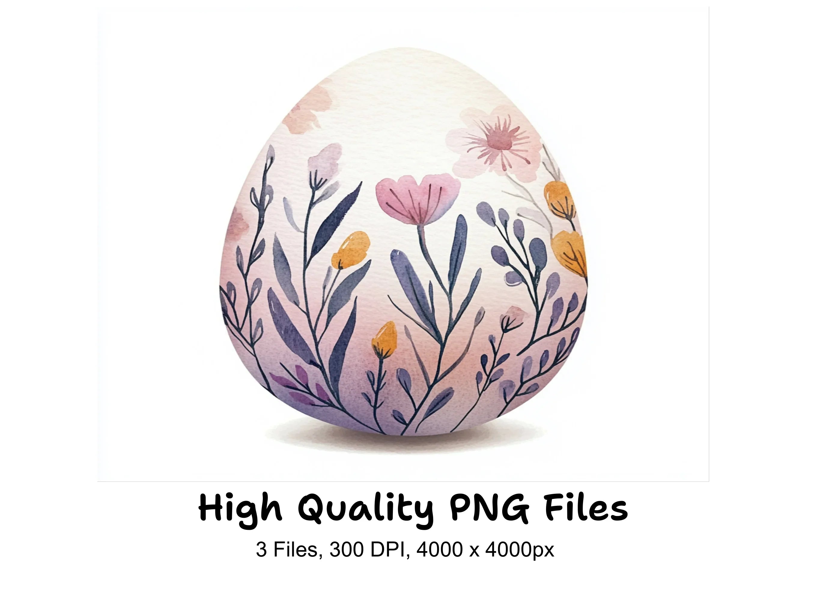 Pastel Botanical Easter Egg Designs Clipart Bundle