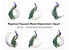 Peacock on Moon Clipart Bundle