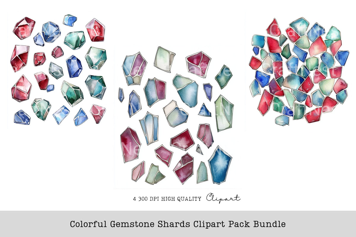 Colorful Gemstone Shards Clipart Bundle