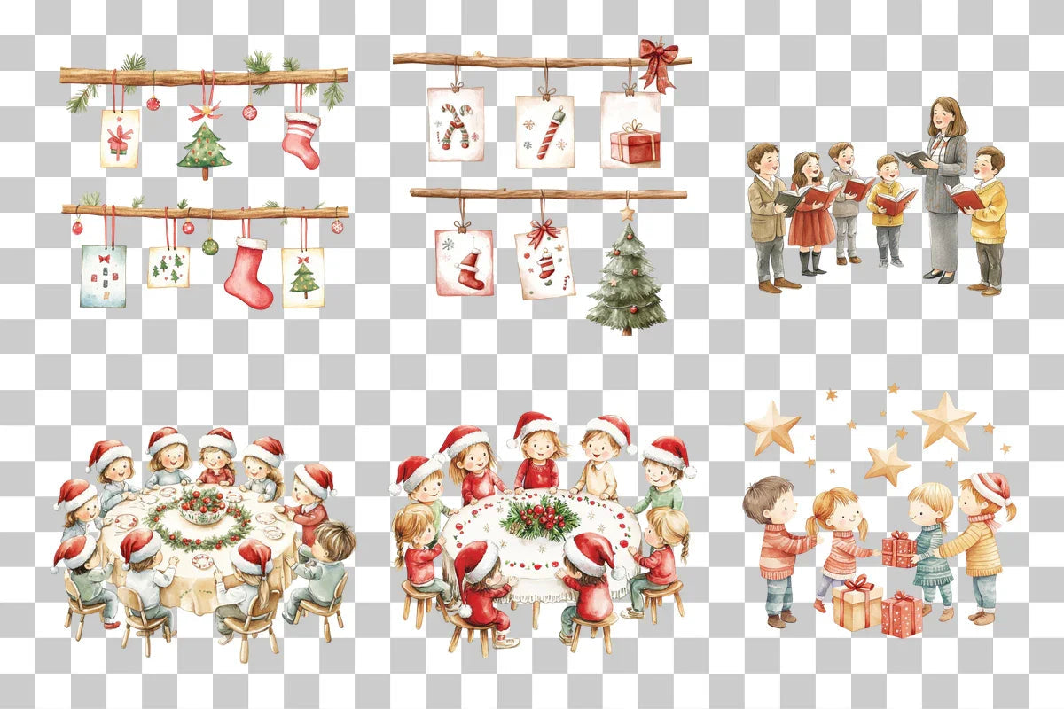 Kids Christmas Holiday Activity Clipart Bundle - CraftNest - Digital Crafting and Art